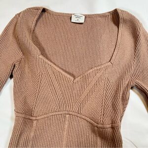 Abercrombie & Fitch Ribbed Knit V-Neck Long Sleeve Sweater Bodysuit Size XS